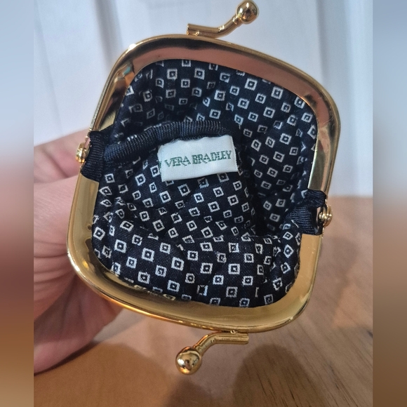 NWOT Vera Bradley Navy Blue Quilted Coin Purse Paisly Pattern Kiss Lock Retired - Picture 7 of 7